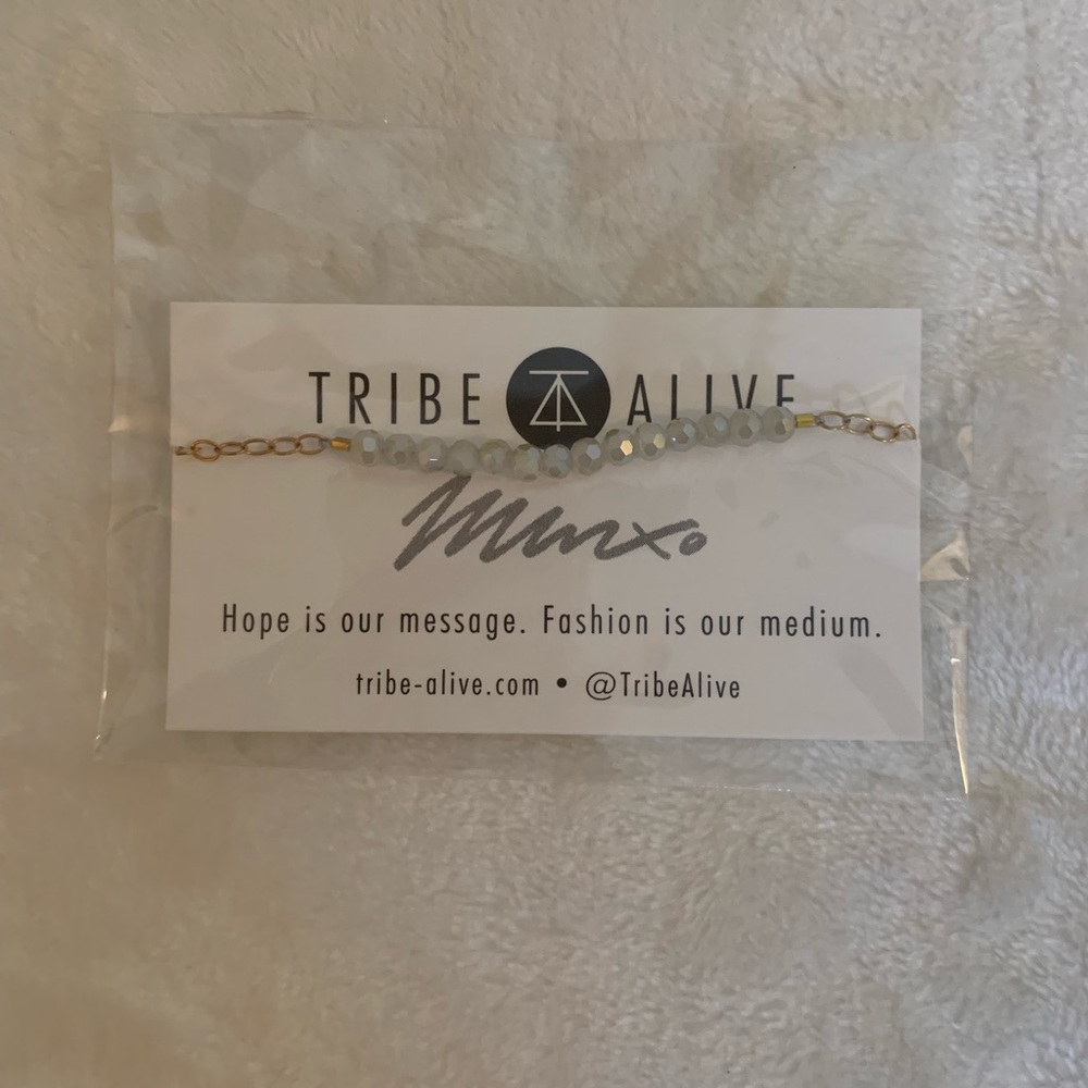 Tribe Alive Gold and White Beaded Bracelet (NWT)